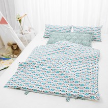 코니아일랜드 북유럽 블루패드 사계절용 라텍스 어린이집 낮잠이불세트 일체형 + 방수가방 랜덤 발송, 허니엘리펀트블루