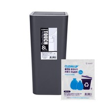 샤바스 클린업 터치 휴지통 8L + 분리수거 비닐봉투 20L x 20p, 블랙, 1세트
