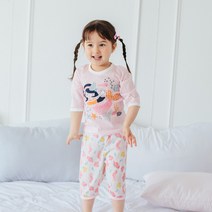 보보 여아용 무형광 안녕 인어 7부 실내복 세트