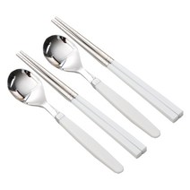 라온누리 픽미 컬러 아동 수저세트 숟가락 2p + 젓가락 2p, 베이직 화이트(W), 1세트