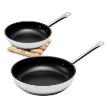 락앤락 메타 스테인레스 프라이팬 세트 3개, 혼합 색상, 프라이팬 20cm + 28cm + 우드냄비받침