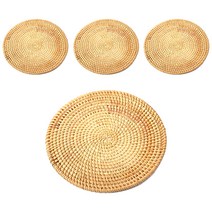블럭마트 라탄 코스터 냄비받침 8cm, one color, 4개입
