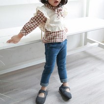 꼰띠키즈 여아용 버튼스판청바지