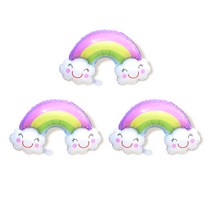 와우파티코리아 스마일 구름 무지개 은박풍선, 컬러풀, 3개