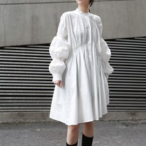 페이퍼먼츠 프렌치 퍼프 벌룬 루즈핏 긴팔 셔츠 원피스 6399