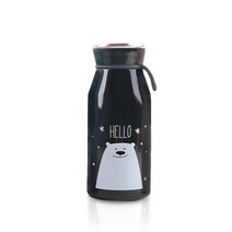 히카리 보온보냉 캐릭터 라떼 텀블러, 블랙, 450ml