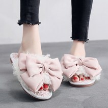 올나인 빅 리본 뽀글이 부드러운 슬리퍼