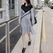 베베랜드 맨투맨 배색 임산부 원피스