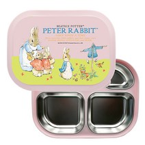 피터래빗 밀폐형 안전 이중 스텐식판, 핑크 3703, 뚜껑 + 식판