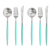 큐티폴 고아 터키쉬 실버 디너 커트러리 3종 2인 세트, 혼합 색상, 스푼 2p + 포크 2p + 나이프 2p