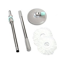핸드스핀 청소기 밀대봉 + 회전판 + 리필 걸레 화이트 16cm 2p 세트, 1세트