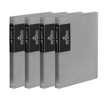 반투명 링장식 3링 클리어 파일, 흑색, 4개