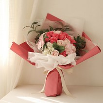 조화 스윗블라썸 20송이 비누 수국 장미 꽃다발, 핑크