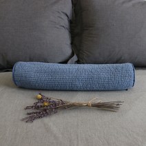 뽐에떼 줄누비 원통 베개, 블루, 1개