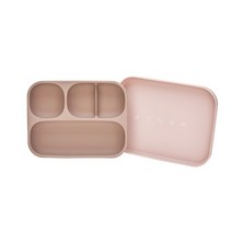 모윰 실리콘 트레이 흡착 유아 식판, 핑크, 식판 + 커버