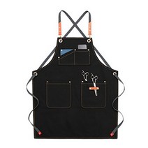 HAMATE 포켓배색 가죽포인트 앞치마 에이프런, 블랙, 1개