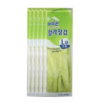 마미손 칼라 고무장갑 L, 그린, 5개