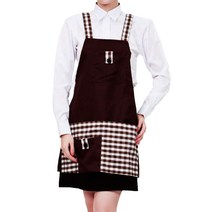 팀쿡 목걸이형 체크 포켓 앞치마 FREE, 밤색(TSA-7056), 1개