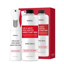 쿤달 퓨어 앤 세이프 프레시 워터 살균 소독 반자동 스프레이 본품 300ml + 리필 1000ml, 1세트
