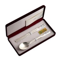 인스푼 꼬마거북 어린이은수저 스푼 + 젓가락, 청색, 1세트