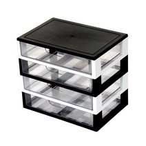 하라데코 와이드 서랍 멀티 책상 정리함 4단, 블랙 + 화이트, 1개