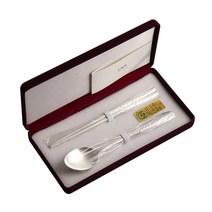 인스푼 엔젤 어린이은수저 스푼 + 젓가락, 혼합색상, 1세트