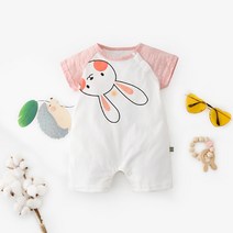 베베니즈 까꿍 토끼 배색 소매 롬퍼