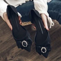 마켓A 스틸레토 큐빅 리본 펌프스힐