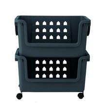이동식 바퀴포함 바스켓 네이비 80L, 2개