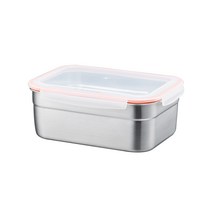 한일스텐레스 오딘 직사각 스텐 밀폐용기 2호 600ml, 1개, 용기 + 뚜껑