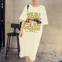 마켓에이 카프린팅 반소매 캐주얼 임산부 원피스