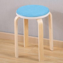 유앤미 원목 원형 스툴 DZ009, 블루