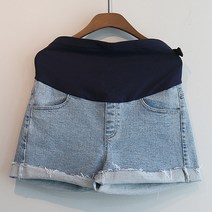 이얀 임산부용 면스판 롤업 청반바지