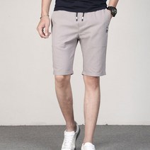 위즈아이 남성용 슬림 5부 린넨 면 밴드 반바지 WI051PN