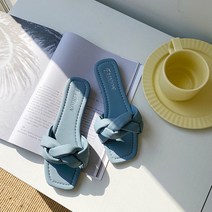 올나인 여성용 꽈배기 포인트 패션 슬리퍼 뮬