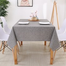 블럭마트 코튼 린넨 직사각형 단색 테이블 매트, 그레이, 6인(130 x 160 cm)