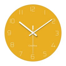 블럭마트 심플 컬러 원형 벽시계, 옐로우