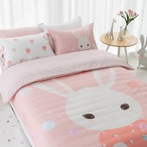 마이하우스 알러지케어 키즈 사계절 이불커버 + 베개커버 + 솜 + 패드 세트, 에이미핑크