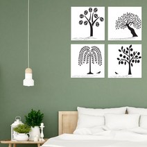 미소아이 못질이 필요없는 판화액자 4종 세트 블랙나무, 혼합색상