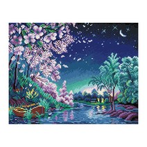 아이러브페인팅 풍경 DIY 보석십자수 50 x 40 cm, 달밤의 벚꽃, 1세트