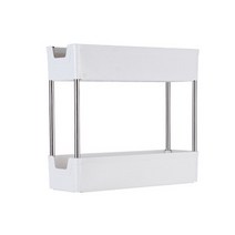 따니네 이동식 트롤리 선반 BGN004 슬림형 2단 + 고리 세트, 화이트, 1세트