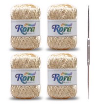 로라 스팽글 뜨개실 55g x 4p + 코바늘, 레몬치폰(6002)