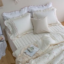 루나슬립 유럽풍 자수 광목 순면 캉캉프릴 차렵이불 풀세트