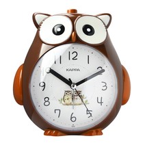 카파 부엉이 디자인 무소음 알람 탁상시계 T916, 브라운
