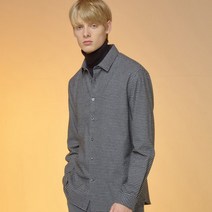 TNGT 남성용 레귤러핏 체크 기모셔츠 TGSH0D202BK