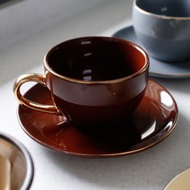 에크렌 24K 골드 노블 커피잔 1인 세트, 다크브라운, 1세트