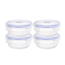 오븐락 내열유리 밀폐용기 원형 2호 620ml, 4개