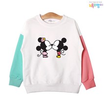 뉴욕꼬맹이 아동용 미키와 미니 G102 드롭 숄더 배색 티셔츠