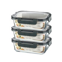 모드니 오븐글라스 직사각 밀폐용기 860ml, 3개, 단품