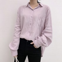 오키진 여성용 옆트임 포켓 루즈핏 셔츠